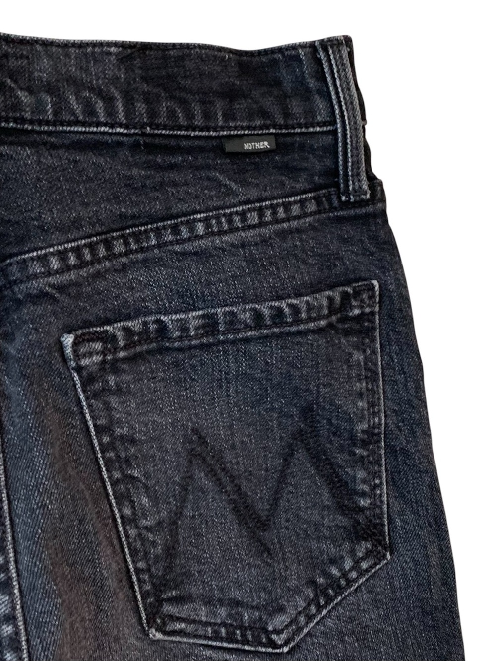 Mother The Tomcat Washed Black Jeans High Rise Button Fly Lies Lies Lies 26 - Picture 7 of 10